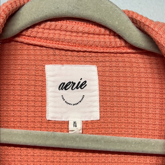 Aerie LumberJane Waffle Shirt Orange Oversized Shacket Size XL - Picture 3 of 4
